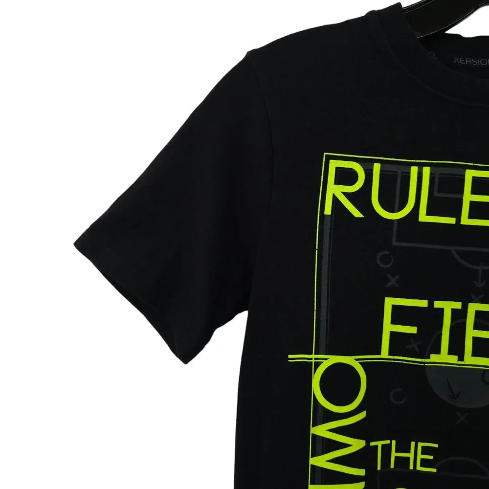 Xersion Black Neon Green Tee T Shirt Boys Size L Rule The Field Own The Game - Picture 10 of 15